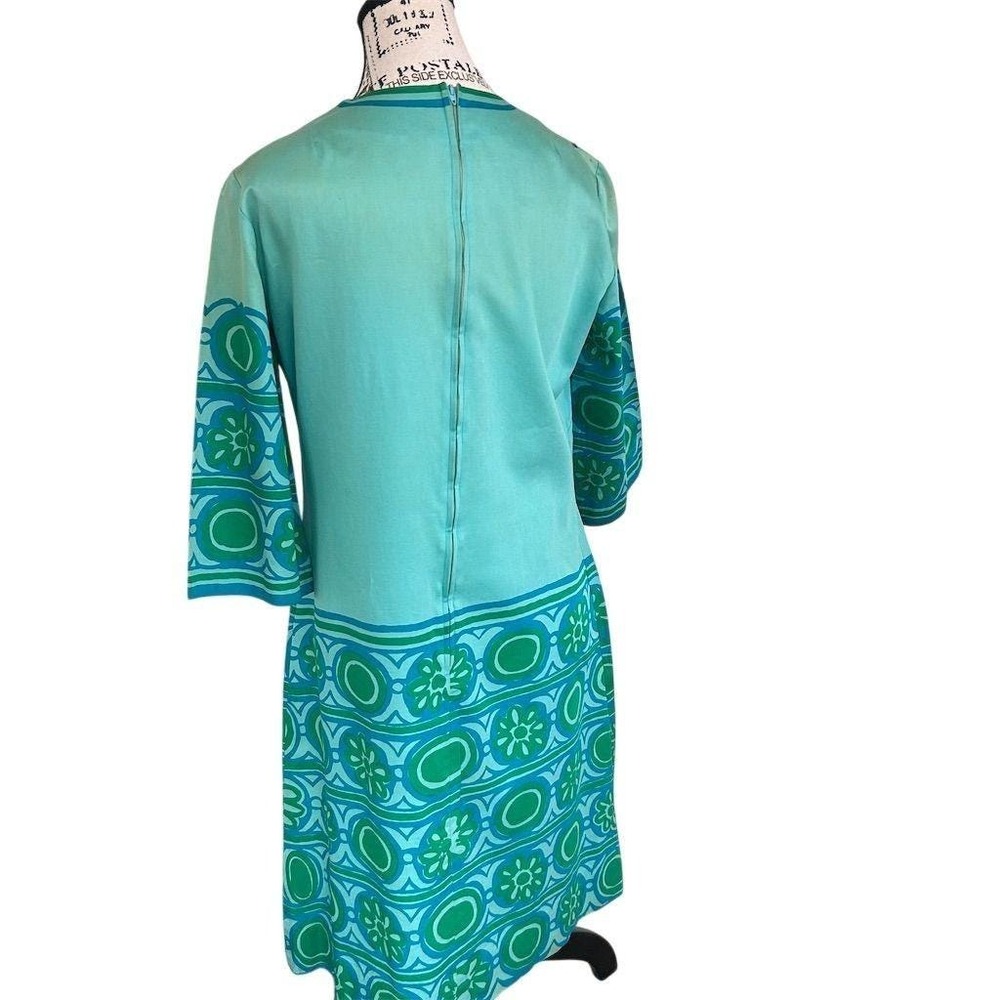 1960s Vera Neumann Dress Mod Psychedelic Floral Aqua Shift 10 for Lord & Taylor - Picture 4 of 16